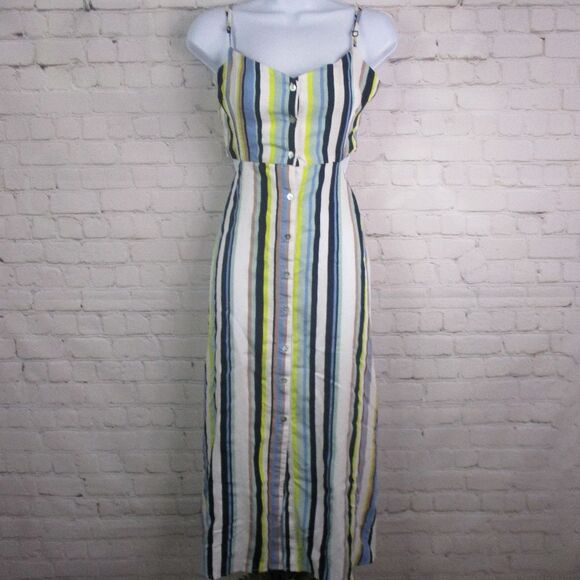 NWT Bershka Striped Button Front Cutout Dress - Picture 1 of 3